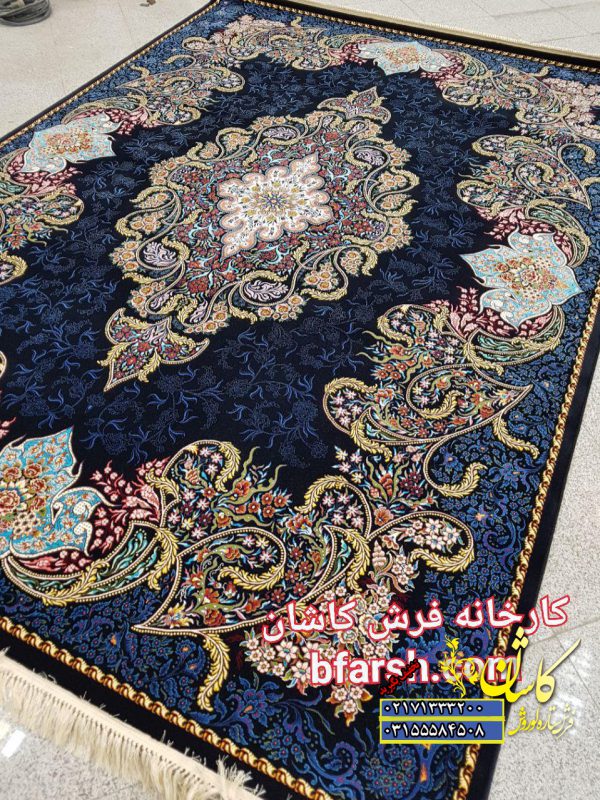 فرش کاشان طرح شهرزاد سرمه ای | قیمت فرش شهرزاد 1000 شانه