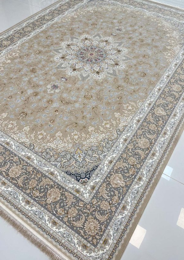 فرش اصفهان ۱۵۰۰ شانه رنگ بژ