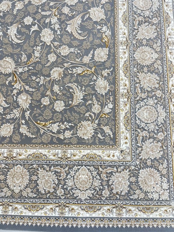 فرش کاشان 1200 شانه افشان طلاکوب سیلور