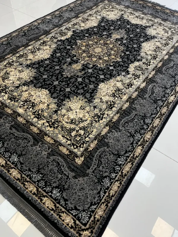 فرش مشکی طلایی مدرن