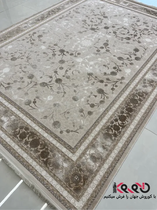 فرش کرم طلایی جدید 1200شانه طرح سوفیا کاشان